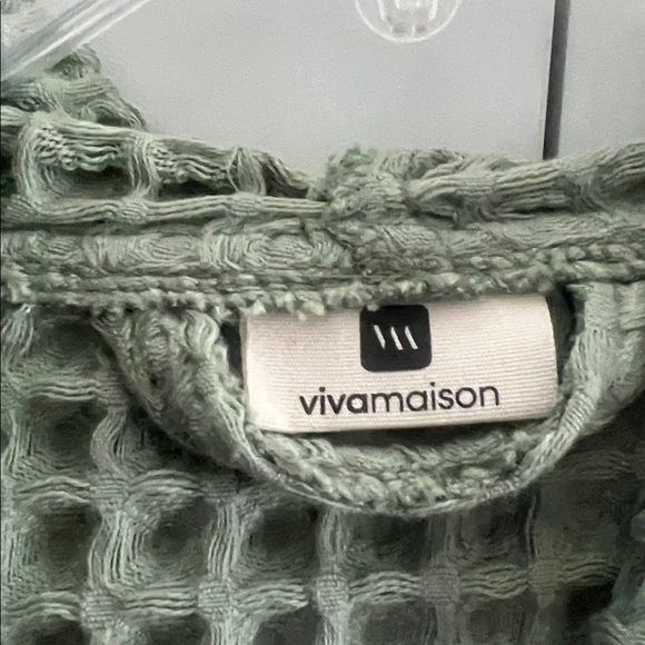 Green Waffle Knit Men's or women’s Robe - Picture 4 of 7